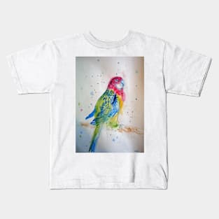 Rosella Parrot Watercolour Painting Kids T-Shirt